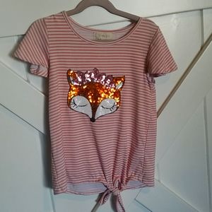 Girl's Pink fox shirt